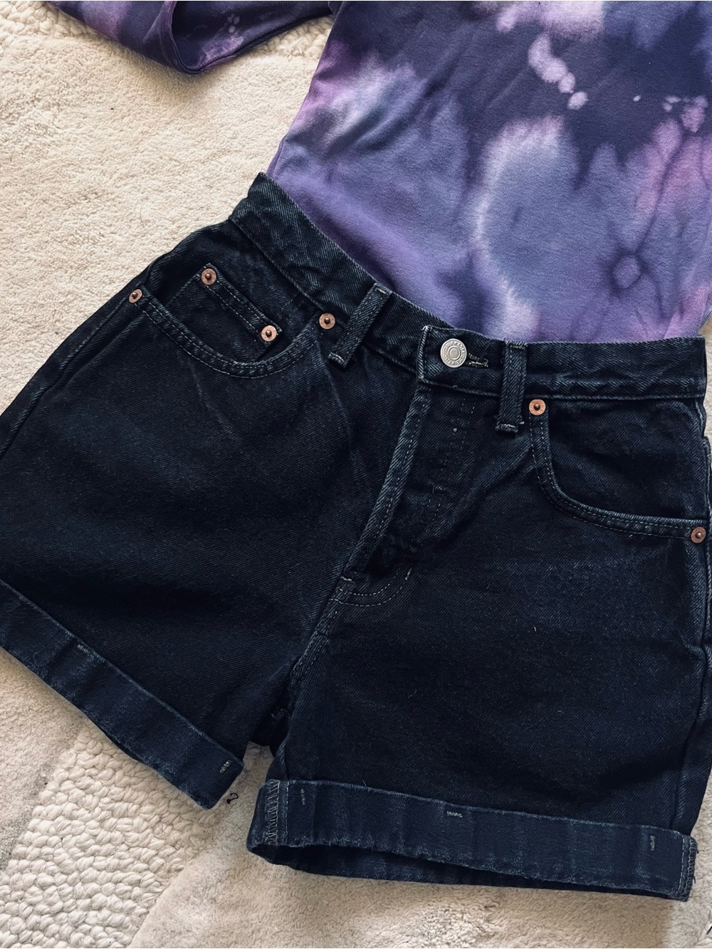 Vintage GAP Black Denim Cuff Shorts